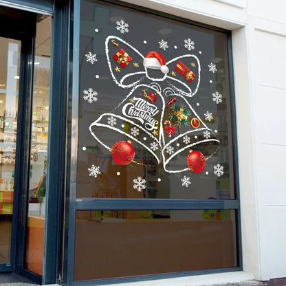 WinterBel Kerst Raamstickers – Herbruikbare PVC Raamdecoratie met Feestelijk Belontwerp