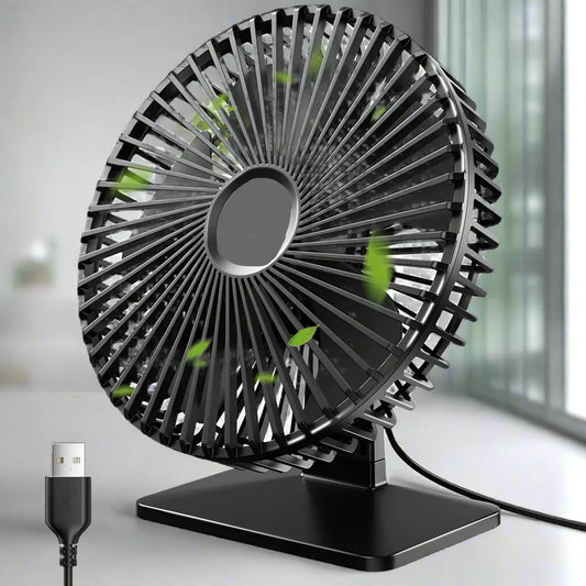 Mira Oscillerende USB Ventilator – Stil, Compact & 4 Snelheden voor Bureaus en Nachtkastjes