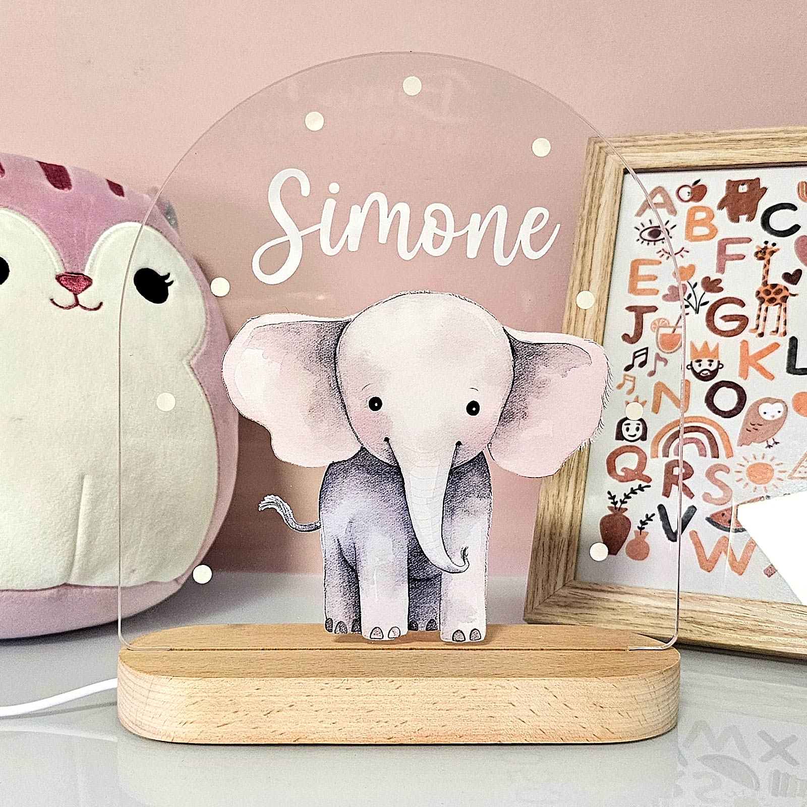 Schattig Dierennachtlampje met eigen naam