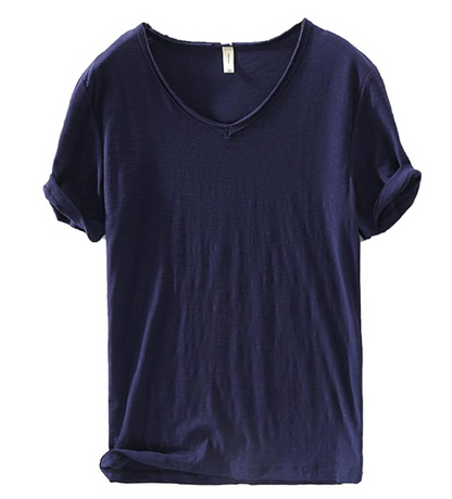 Linnen Katoenen V-Hals Shirt Heren – Ademend en Comfortabel