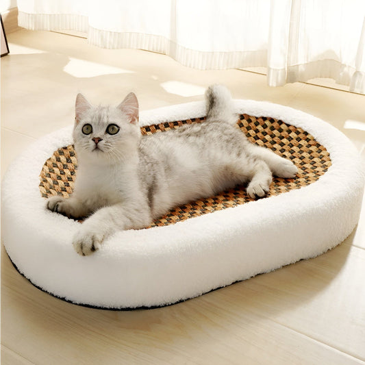 Luxe Kattenbed met Kraboppervlak – Pluche 2-in-1 Kattenmeubel