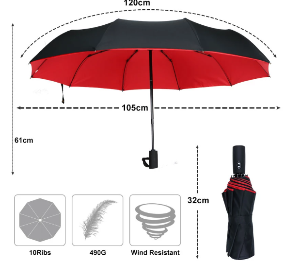 StormShield Automatische Paraplu – Windbestendige Stormparaplu met Omgekeerd Sluitmechanisme