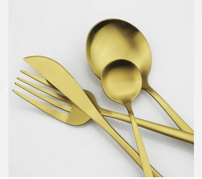 Minimalistisch Bestekset 20-Delig - RVS met Gouden Coating