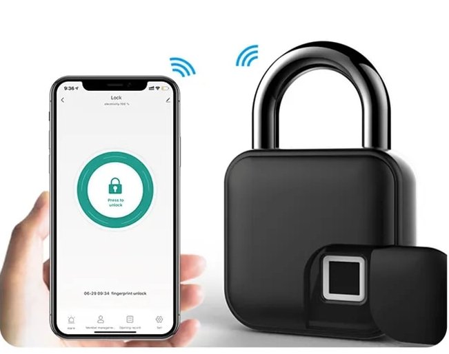 VingerScan Slim Hangslot – Sleutelloze Beveiliging met Vingerafdruk & USB-oplaadfunctie