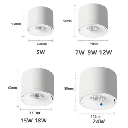 Instelbare LED Opbouwspot - 9W tot 24W, 360° Draaibaar
