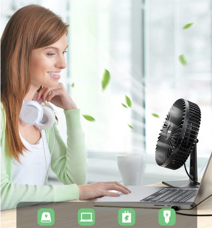 Mira Oscillerende USB Ventilator – Stil, Compact & 4 Snelheden voor Bureaus en Nachtkastjes