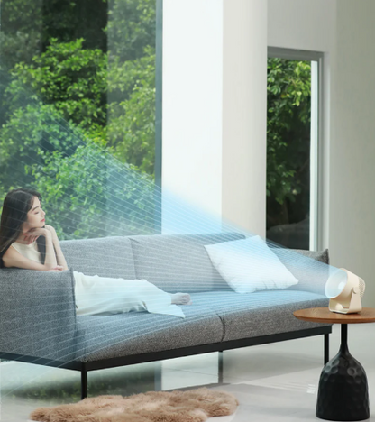 Luna Wand- en Bureaublad Ventilator – Draadloze Fluisterstille USB-C Ventilator met 3 Snelheden