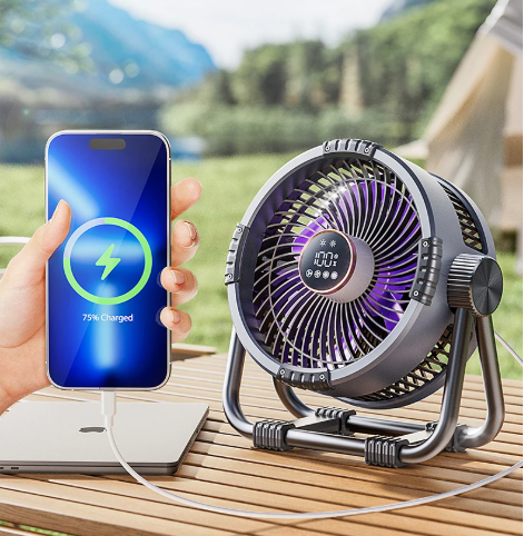 Riley 3-in-1 Campingventilator met LED en Powerbank – 20.000mAh Outdoor Ventilator met Haak & Afstandsbediening