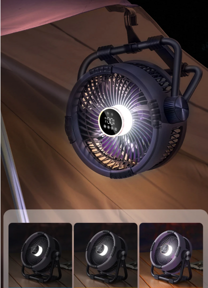 Riley 3-in-1 Campingventilator met LED en Powerbank – 20.000mAh Outdoor Ventilator met Haak & Afstandsbediening