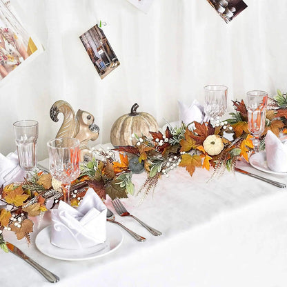 AutumnPumpkin Herfstkrans met Esdoornbladeren en Pompoenen – Voordeurdecoratie