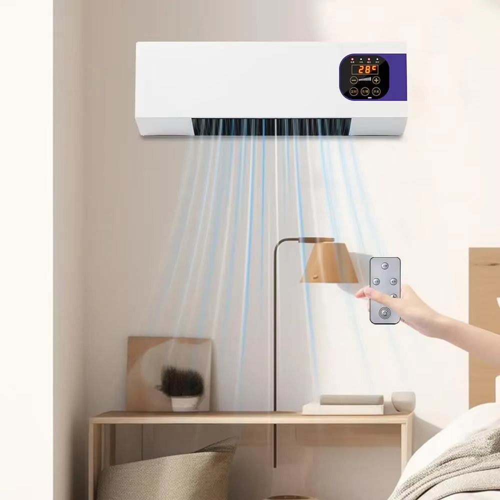 KlimaFlow Wandventilator met Keramische Verwarming en Afstandsbediening
