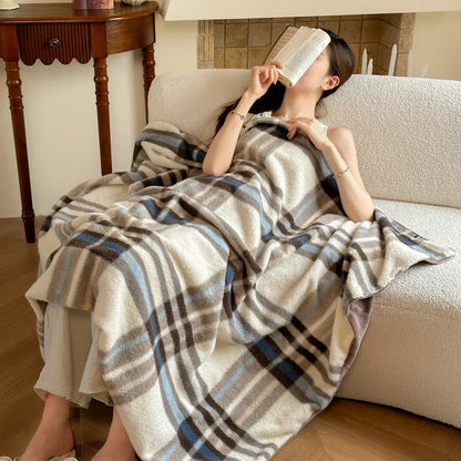 Omkeerbare Geruite Plaid met Kasjmierlook - Zachte Polyester Deken voor Bank, Bed en Reizen