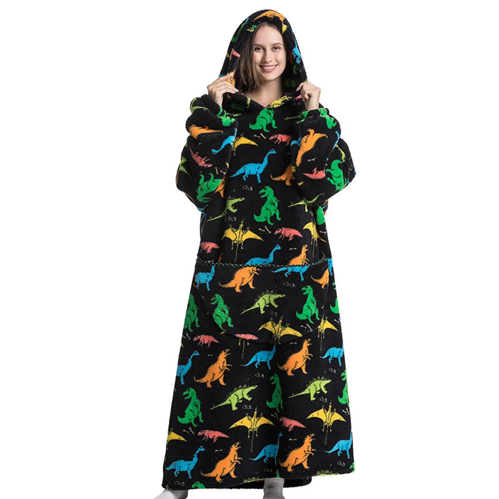 Sherpa Fleece Loungedeken met Mouwen en Capuchon 140cm - Oversized Draagbare Huisdeken