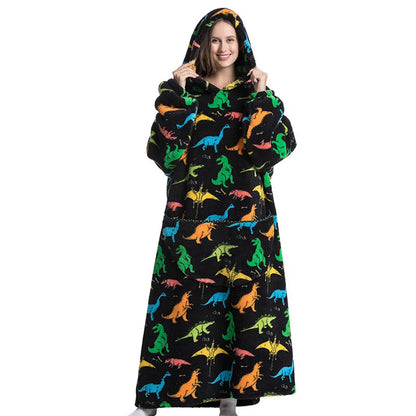 Sherpa Fleece Loungedeken met Mouwen en Capuchon 140cm - Oversized Draagbare Huisdeken