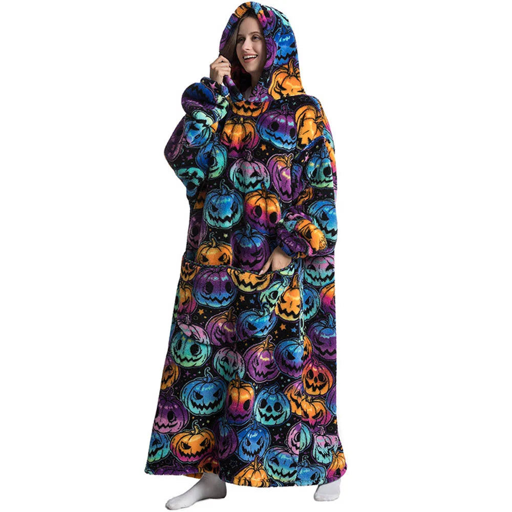 Sherpa Fleece Loungedeken met Mouwen en Capuchon 140cm - Oversized Draagbare Huisdeken