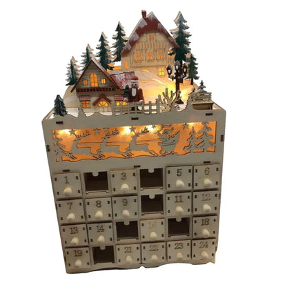 Houten Rendiersdorp Adventskalender met 24 Laden
