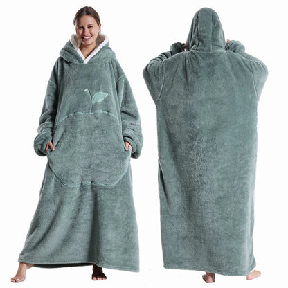 Oversized Sherpa Fleece Loungewear Hoodie - Dubbelzijdig Draagbare Deken met Capuchon