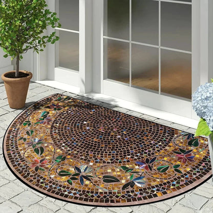 Halfronde Vintage Mozaïek Deurmat Antislip 60x90cm | Binnen & Buiten