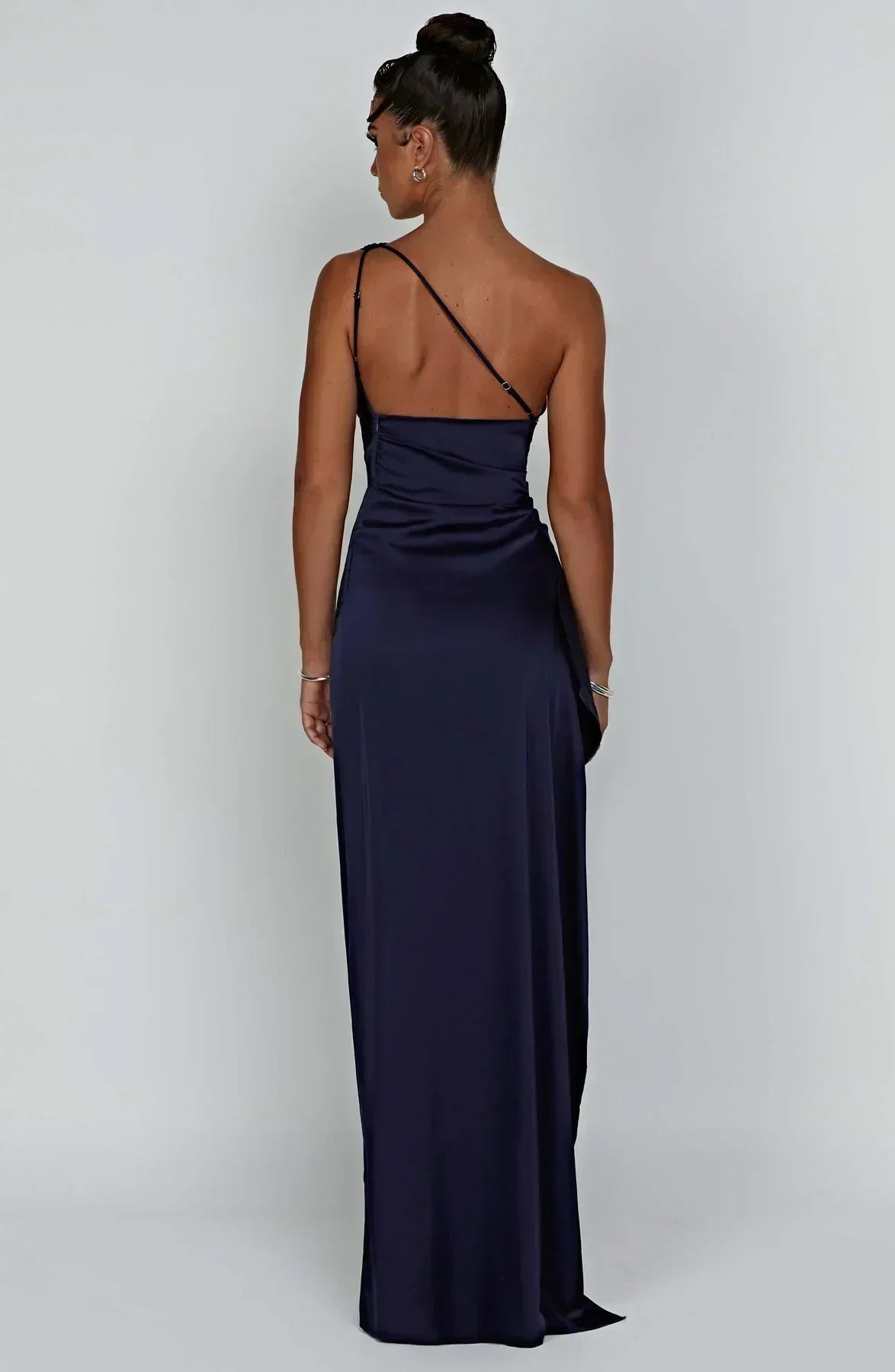 Elegante Satijnen One-Shoulder Maxi Avondjurk met Hoge Split