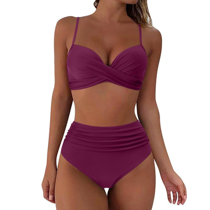 Serenara | Effen Bikini Met Hoge Taille