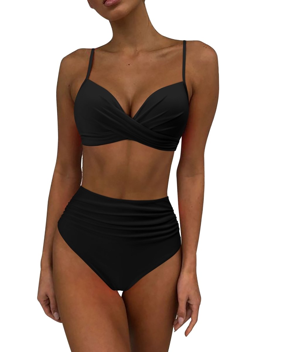 Serenara | Effen Bikini Met Hoge Taille