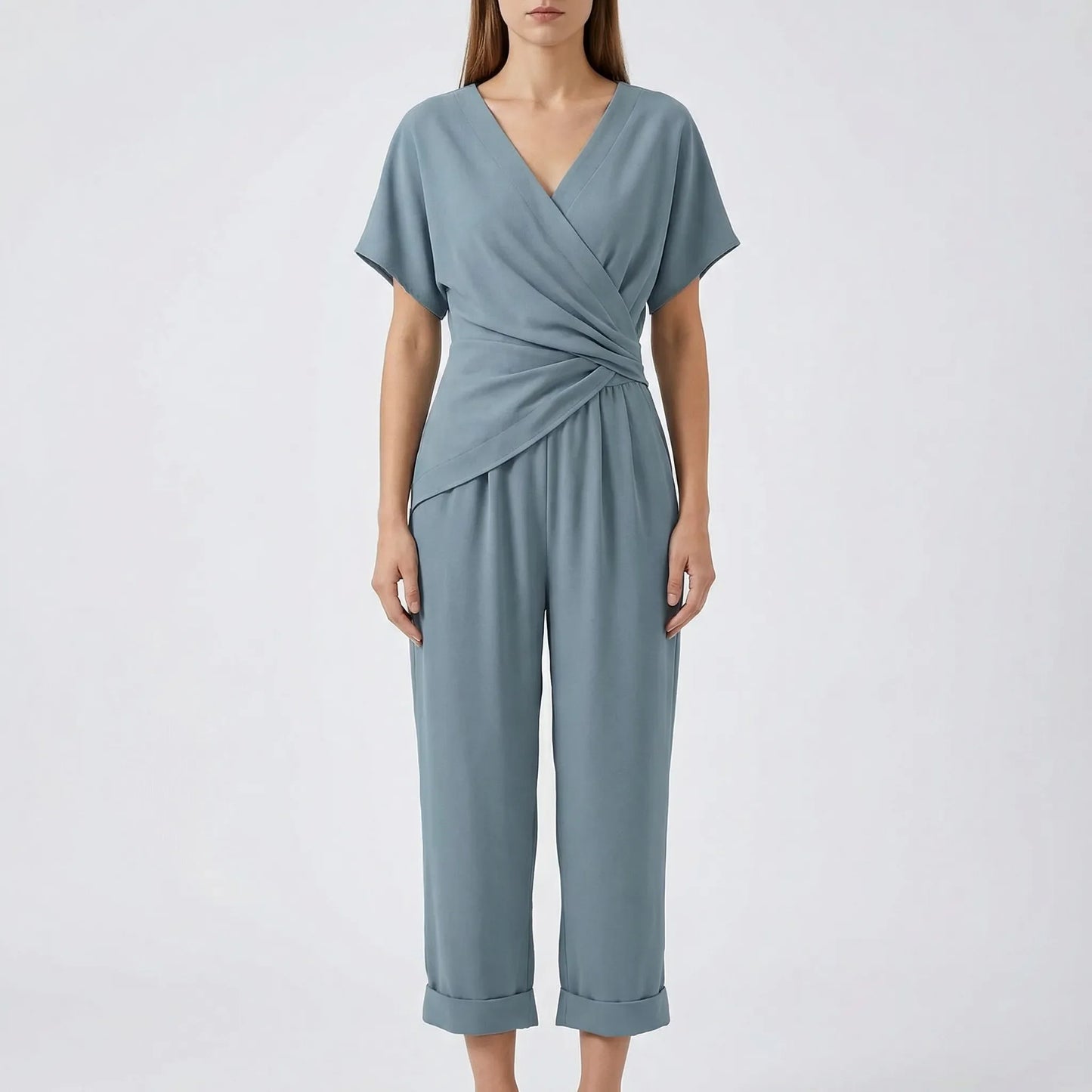 Dames Wikkelfront Top en Cropped Broek Zomerset Lichtgewicht