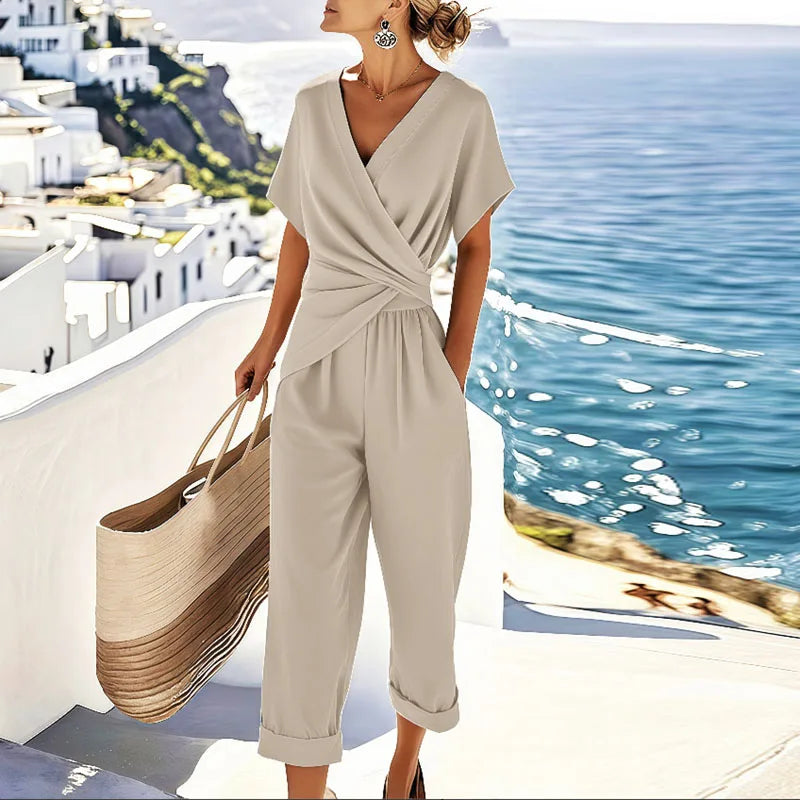 Dames Wikkelfront Top en Cropped Broek Zomerset Lichtgewicht