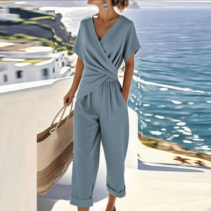 Dames Wikkelfront Top en Cropped Broek Zomerset Lichtgewicht