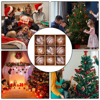 GlansFeest Kerst Hangdecoraties – Set van 9 Kunststof Ornamenten met Sneeuwvlok en Balontwerp