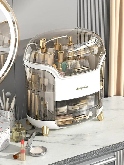Luxe Transparante Make-up Organizer met Draaideuren en Lades