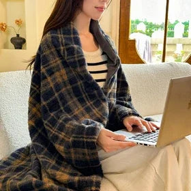 Omkeerbare Geruite Plaid met Kasjmierlook - Zachte Polyester Deken voor Bank, Bed en Reizen