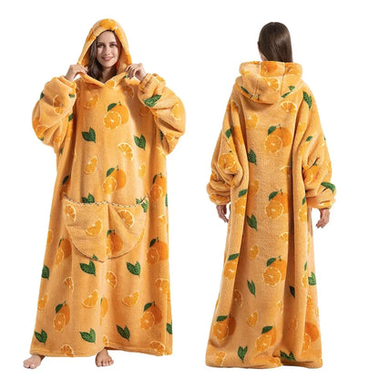 Sherpa Fleece Loungedeken met Mouwen en Capuchon 140cm - Oversized Draagbare Huisdeken