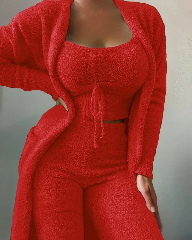 Dames Fleece Loungewear Set 3-Delig Warm en Comfortabel
