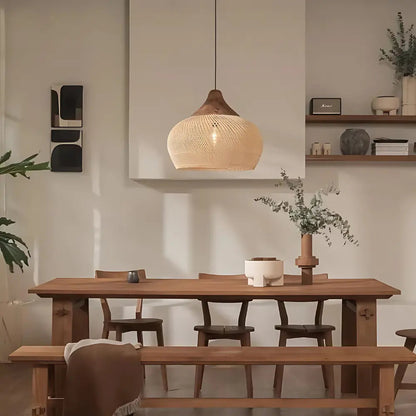 SolsticeGlow - Rieten handgemaakte lamp