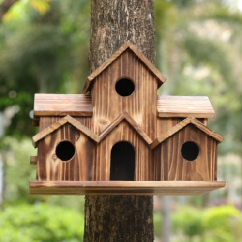 NestHaven Houten Vogelhuisje Met 6 Kamers