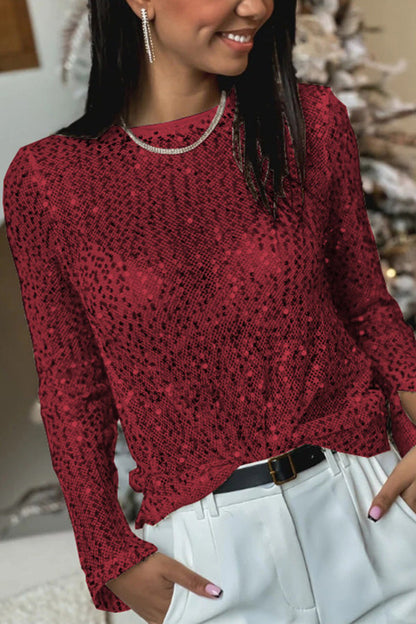Sonia Pailletten Lange Mouw Blouse
