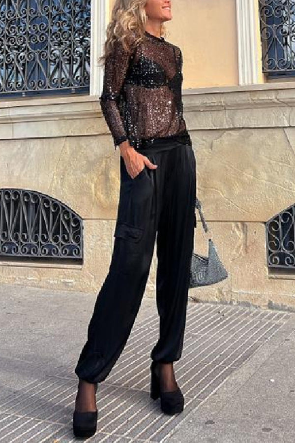 Sonia Pailletten Lange Mouw Blouse