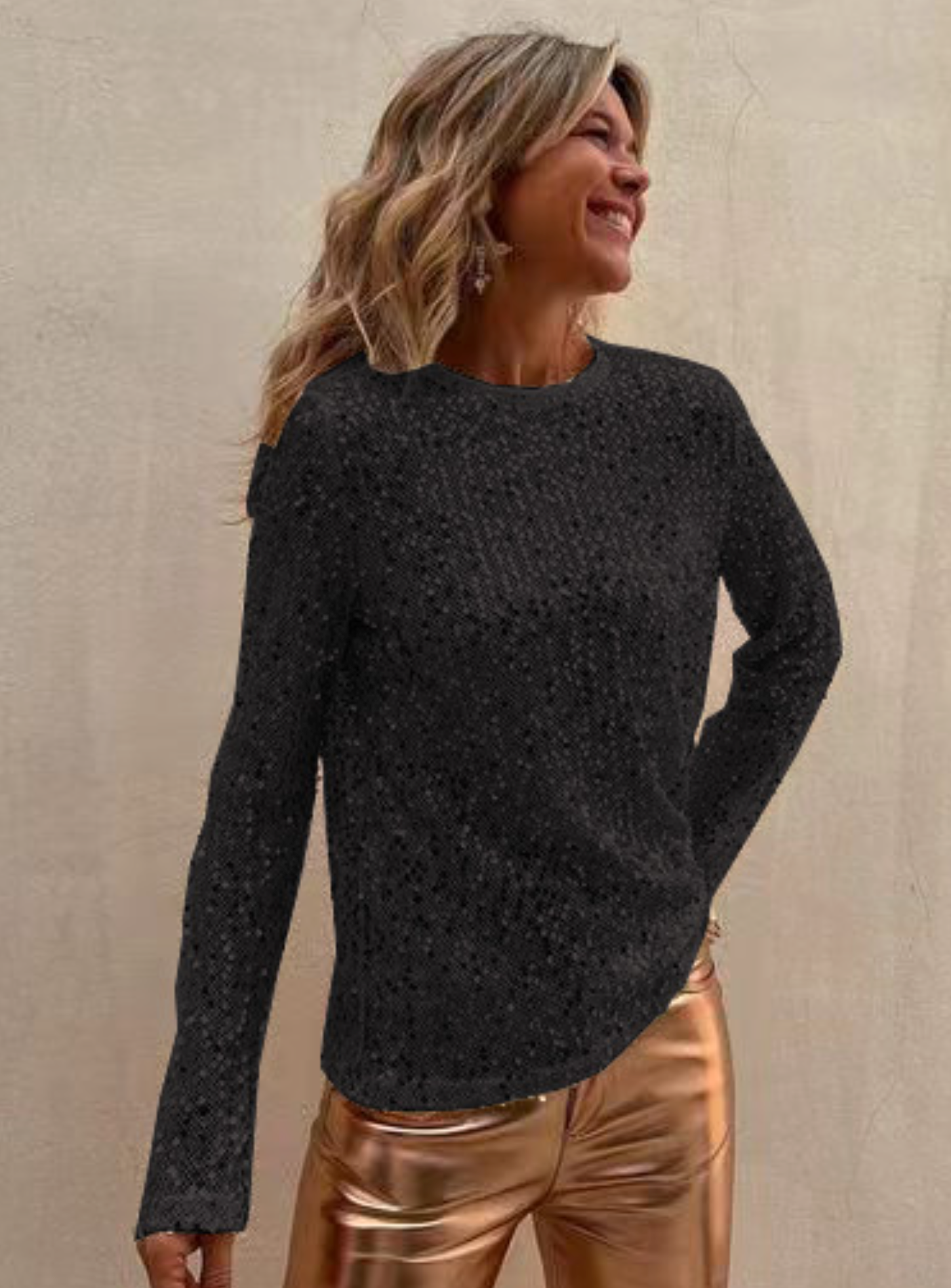 Sonia Pailletten Lange Mouw Blouse