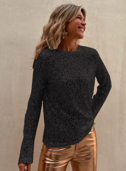 Sonia Pailletten Lange Mouw Blouse