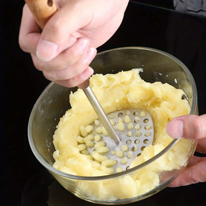 PureGrip Aardappelstamper RVS 304 Met Houten Handvat