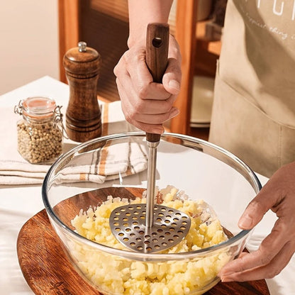 PureGrip Aardappelstamper RVS 304 Met Houten Handvat
