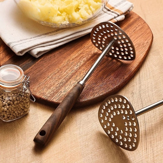 PureGrip Aardappelstamper RVS 304 Met Houten Handvat
