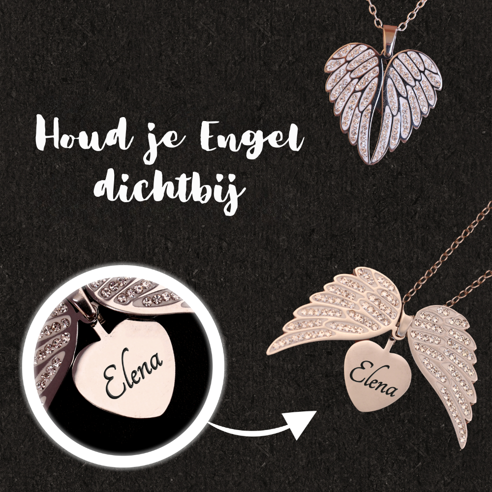 Engelenhart Ketting – Verfijnd Sieraad met Gravure in Goud of Zilver