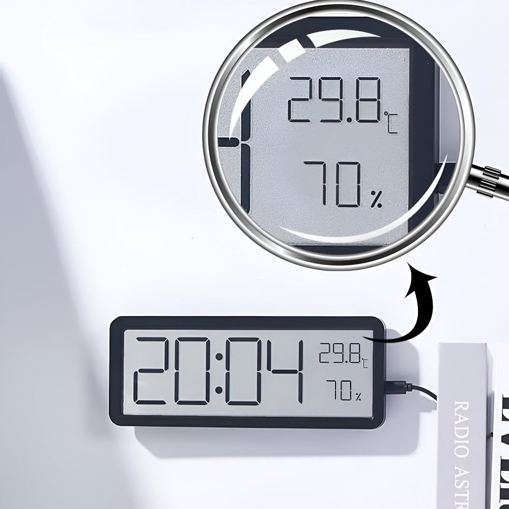 Digitale LED Wandklok – Grote Display met Temperatuur en Luchtvochtigheid
