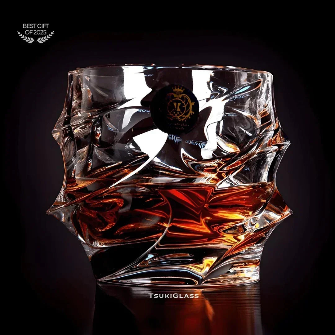Golfstructuur Kristallen Whiskeyglas – Japanse Vakmanschap voor Optimale Grip en Smaakbeleving