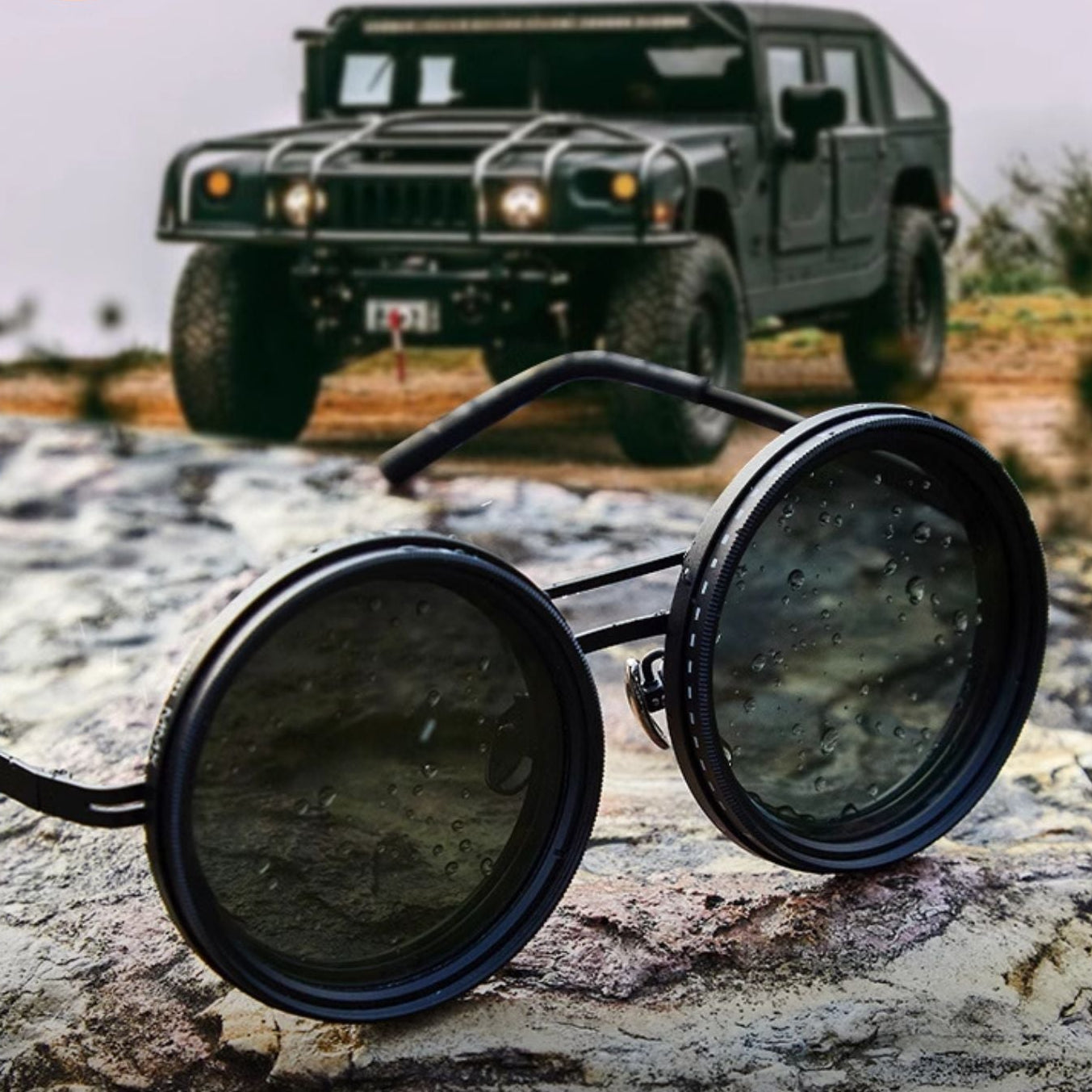 VisionRound Gepolariseerde Zonnebril – Unisex Retro Design met Verstelbare Lichtfilter