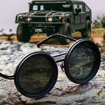 VisionRound Gepolariseerde Zonnebril – Unisex Retro Design met Verstelbare Lichtfilter