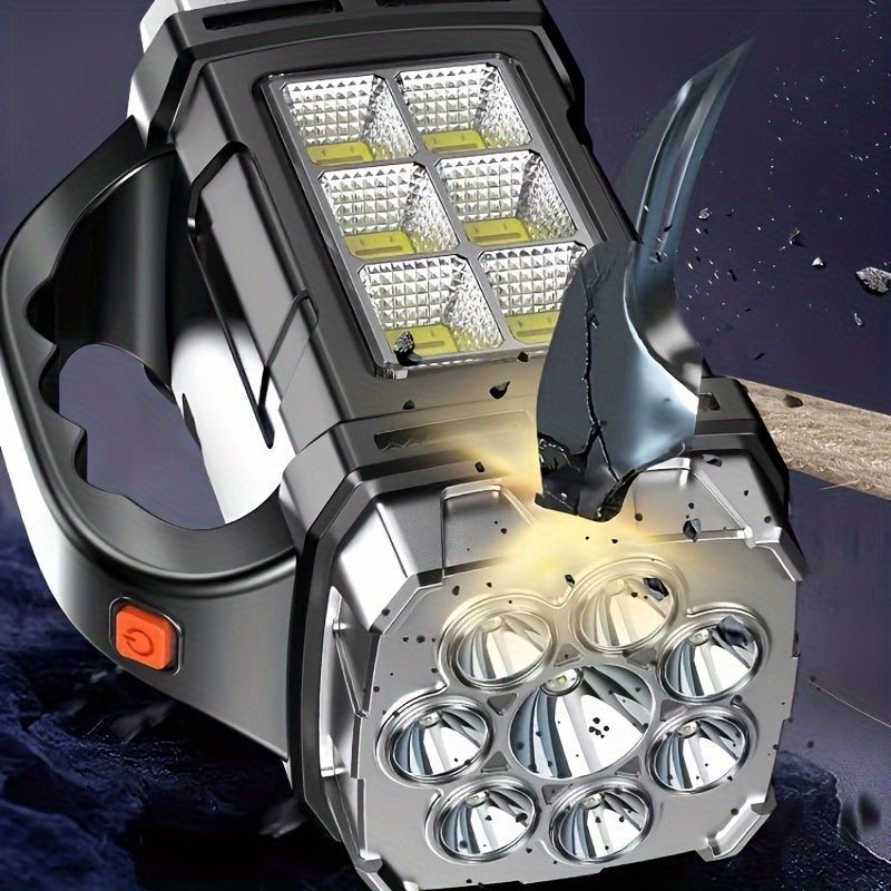 Superheldere LED Zoeklamp – Oplaadbare Powerbank met USB en Zonne-energie voor Outdoor Avonturen