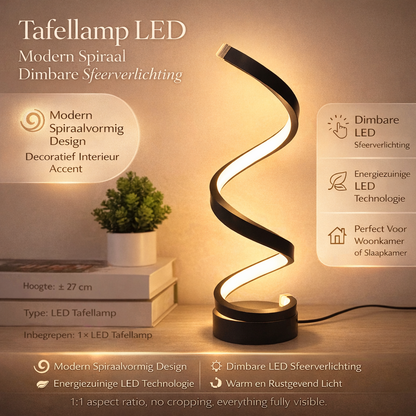 SpiraalLicht LED Tafellamp Met Dimbare Verlichting en Touchbediening