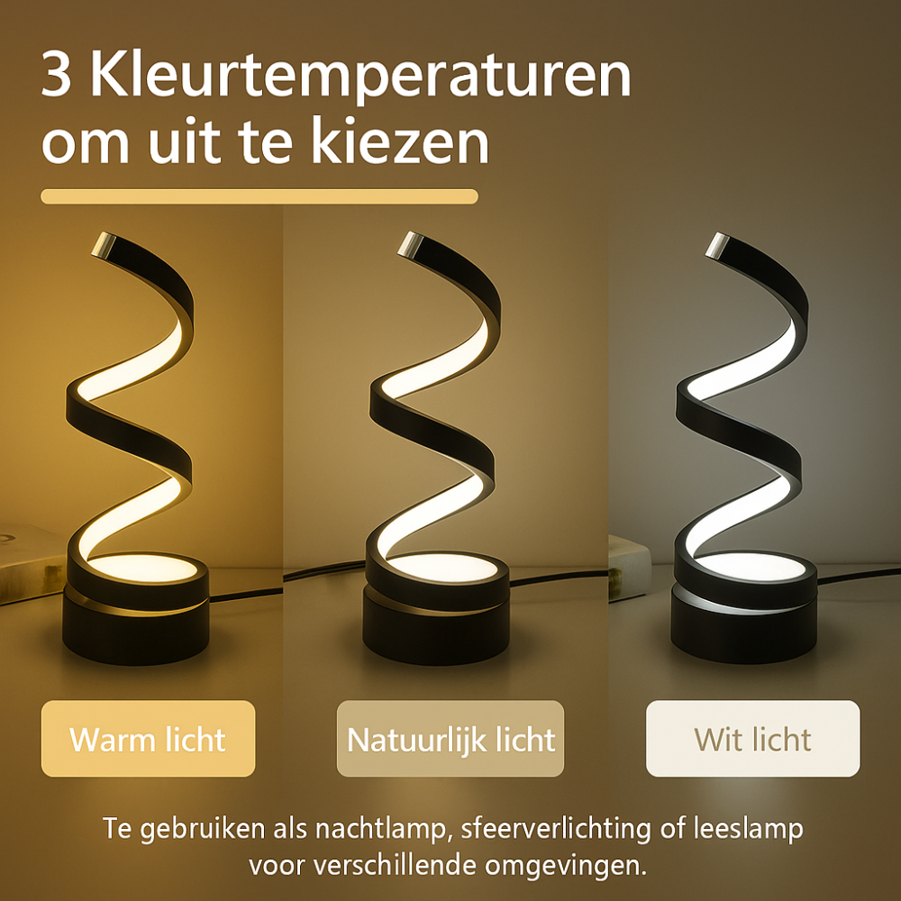 SpiraalLicht LED Tafellamp Met Dimbare Verlichting en Touchbediening